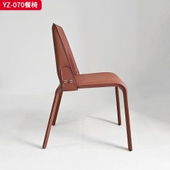 千匠一品 意式风格 白蜡木+马鞍革 时尚大气餐椅YZ-070-J