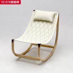 千匠一品 意式风格 白橡木+真皮 时尚大气摇摇椅YZ-074-J
