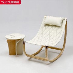 千匠一品 意式风格 白橡木+真皮 时尚大气摇摇椅YZ-074-J