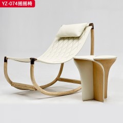 千匠一品 意式风格 白橡木+真皮 时尚大气摇摇椅YZ-074-J