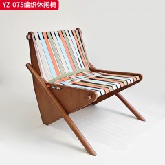 千匠一品 意式风格 白蜡木+马鞍革 马鞍超迁皮 时尚大气休闲椅YZ-075-J