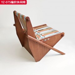 千匠一品 意式风格 白蜡木+马鞍革 马鞍超迁皮 时尚大气休闲椅YZ-075-J