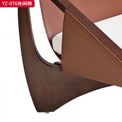 千匠一品 意式风格 白蜡木+马鞍革 马鞍超迁皮 时尚大气休闲椅YZ-076-J