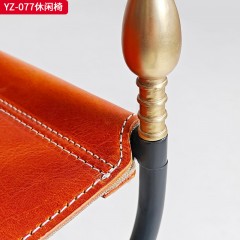 千匠一品 意式风格 碳素钢+马鞍真皮 马鞍革 时尚大气休闲椅YZ-077-J
