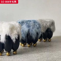 千匠一品 意式风格 羊毛+玻璃钢+不锈钢底脚 时尚大气羊毛凳DZ-008-J