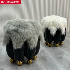 千匠一品 意式风格 羊毛+玻璃钢+不锈钢底脚 时尚大气羊毛凳DZ-008-J