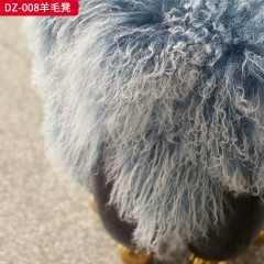 千匠一品 意式风格 羊毛+玻璃钢+不锈钢底脚 时尚大气羊毛凳DZ-008-J