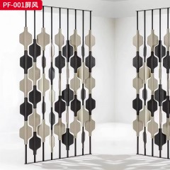千匠一品 意式风格 马鞍革+不锈钢架 时尚大气屏风PF-001-J