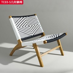 千匠一品 中古风格 主材进口北美白蜡木+进口彩色绳 时尚大气几何躺椅TC03-5-L