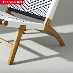 千匠一品 中古风格 主材进口北美白蜡木+进口彩色绳 时尚大气几何躺椅TC03-5-L