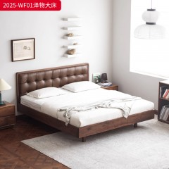 千匠一品 中古风格 油蜡皮全皮+白蜡木框架+松木床板 时尚大气床2025-WF01-L
