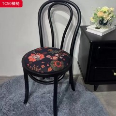 千匠一品 中古风格 进口弯曲木+绒布面料 时尚大气餐椅TC50-L