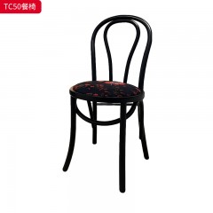 千匠一品 中古风格 进口弯曲木+绒布面料 时尚大气餐椅TC50-L