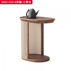 千匠一品 中古风格 主材进口北美白蜡木+辅材面板多层实木+进口天然藤编 时尚大气耒福小茶台2023-C03-6-L