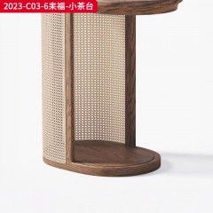 千匠一品 中古风格 主材进口北美白蜡木+辅材面板多层实木+进口天然藤编 时尚大气耒福小茶台2023-C03-6-L