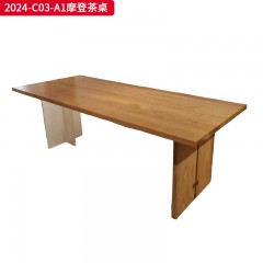 千匠一品 中古风格 主材进口北美白蜡木+进口亚克力 时尚大气摩登茶桌2024-C03-A1-L