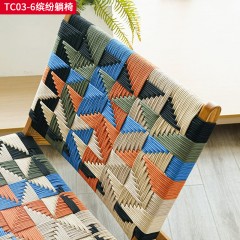 千匠一品 中古风格 主材进口北美白蜡木+进口彩色绳 时尚大气缤纷躺椅TC03-6-L