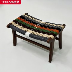 千匠一品 中古风格 主材进口北美白蜡木+进口彩色绳 时尚大气榻榻凳TC40-5-L