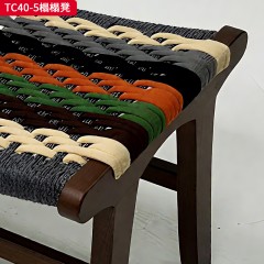 千匠一品 中古风格 主材进口北美白蜡木+进口彩色绳 时尚大气榻榻凳TC40-5-L