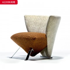 千匠一品 意式风格 羊羔绒面料+木框架+42密度高回弹海绵+不锈钢脚 时尚优雅休闲椅A220-L