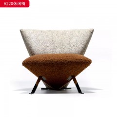 千匠一品 意式风格 羊羔绒面料+木框架+42密度高回弹海绵+不锈钢脚 时尚优雅休闲椅A220-L