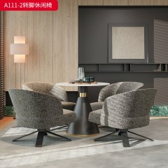 千匠一品 意式风格 棉麻布+多层弯曲板+42密度高回弹海绵+黑钛不锈钢转脚 时尚大气转脚休闲椅A111-2-L