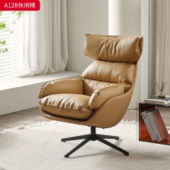 千匠一品 意式风格 超纤皮+编织皮+内部钢架结构+42密度高回弹海绵++四星旋转五金脚 时尚优雅休闲椅A128-L