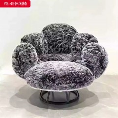千匠一品 现代风格 水貂绒面料+实木内架+42密度高回弹海绵+五金脚 时尚简约休闲椅YS-45-L