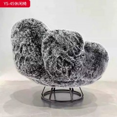 千匠一品 现代风格 水貂绒面料+实木内架+42密度高回弹海绵+五金脚 时尚简约休闲椅YS-45-L