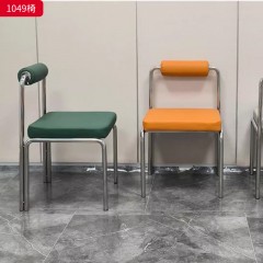 千匠一品 工业风风格 西皮面料+高回弹海绵+不锈钢架 时尚大气餐椅1049-J