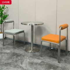 千匠一品 工业风风格 西皮面料+高回弹海绵+不锈钢架 时尚大气餐椅1049-J