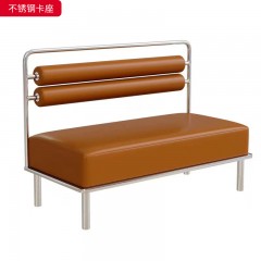 千匠一品 工业风风格 西皮面料+高回弹海绵+不锈钢架 时尚大气不锈钢餐椅不锈钢卡座-J