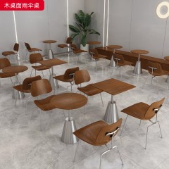 千匠一品 工业风风格 木饰面+实木多层板+不锈钢 时尚大气木桌面雨伞桌-J