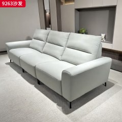 千匠一品 现代风格 生态真皮+高密度海绵+实木框架+五金脚 时尚大气沙发9263-J