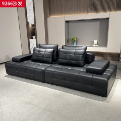 千匠一品 现代风格 生态真皮+高密度海绵+实木框架 时尚大气沙发9266-J