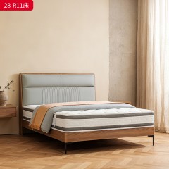 千匠一品 现代风格 仿真皮面料+多层实木板+高回弹海绵+橡木床板+五金脚 时尚简约床28-R11-L