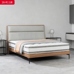 千匠一品 现代风格 仿真皮面料+多层实木板+高回弹海绵+橡木床板+五金脚 时尚简约床28-R11-L