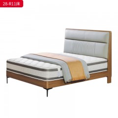 千匠一品 现代风格 仿真皮面料+多层实木板+高回弹海绵+橡木床板+五金脚 时尚简约床28-R11-L