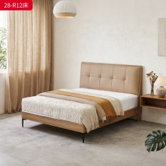 千匠一品 现代风格 仿真皮面料+多层实木板+高回弹海绵+橡木床板+五金脚 时尚简约床28-R12-L
