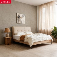 千匠一品 现代风格 仿真皮面料+多层实木板+高回弹海绵+橡木床板+五金脚 时尚简约床28-R12-L