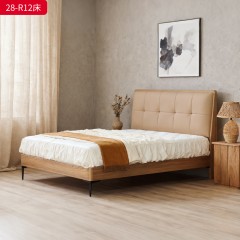 千匠一品 现代风格 仿真皮面料+多层实木板+高回弹海绵+橡木床板+五金脚 时尚简约床28-R12-L