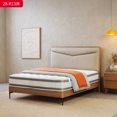 千匠一品 现代风格 仿真皮面料+多层实木板+高回弹海绵+橡木床板+五金脚 时尚简约床28-R13-L