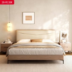 千匠一品 现代风格 仿真皮面料+多层实木板+高回弹海绵+橡木床板+五金脚 时尚简约床28-R13-L