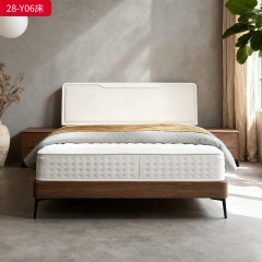 千匠一品 现代风格 多层实木板+木饰面+烤漆+橡木床板+五金脚 时尚简约床28-Y06-L