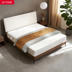 千匠一品 现代风格 多层实木板+木饰面+烤漆+橡木床板+五金脚 时尚简约床28-Y06-L