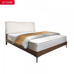 千匠一品 现代风格 多层实木板+木饰面+烤漆+橡木床板+五金脚 时尚简约床28-Y06-L
