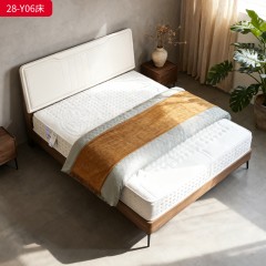 千匠一品 现代风格 多层实木板+木饰面+烤漆+橡木床板+五金脚 时尚简约床28-Y06-L