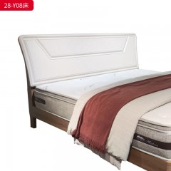 千匠一品 现代风格 多层实木板+木饰面+烤漆+橡木床板+五金脚 时尚简约床28-Y06-L