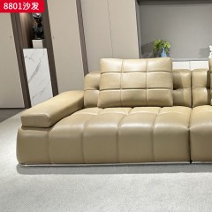 千匠一品 现代风格 头层真皮+羽绒填充+实木框架+五金底座 时尚简约沙发8801-L