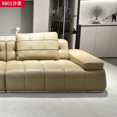 千匠一品 现代风格 头层真皮+羽绒填充+实木框架+五金底座 时尚简约沙发8801-L
